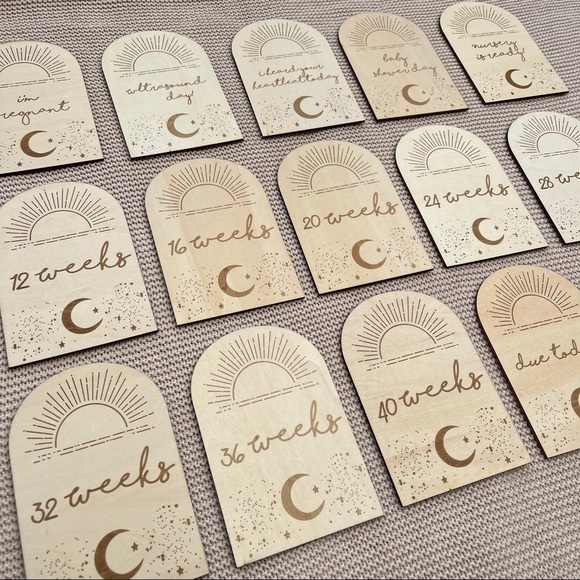 Pregnancy Milestone Plaques | Set 15 Boho Style - Picture 5 of 5